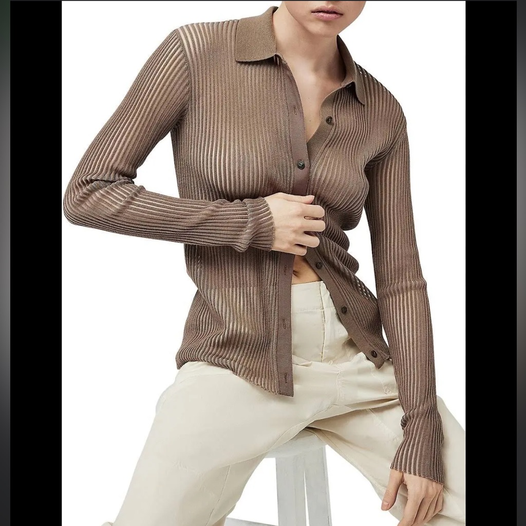 Rag & Bone Dorit Wool Button Down Shirt Sweater